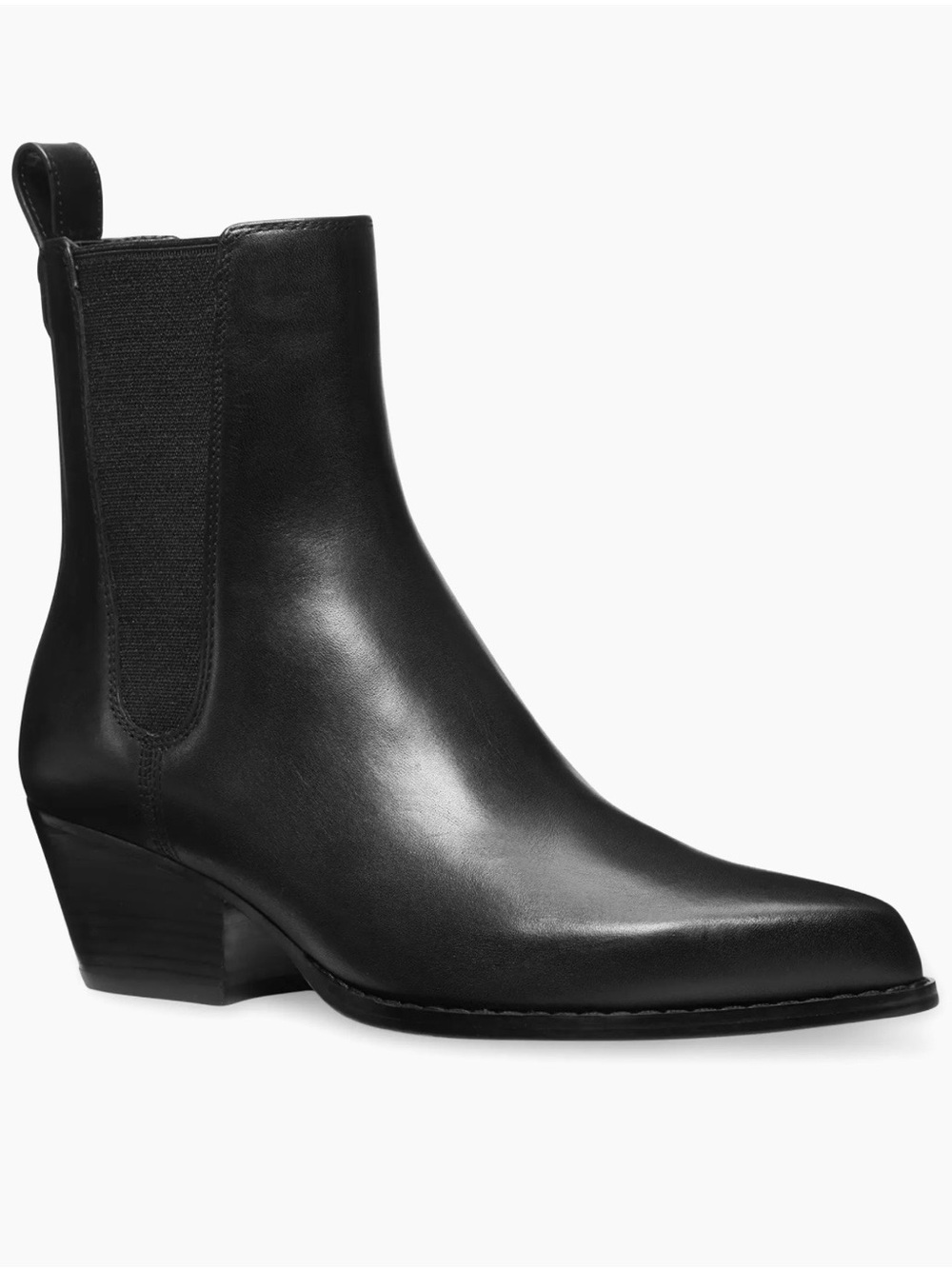 Michael Kors Black Leather Pointed Chelsea Ankle Boot